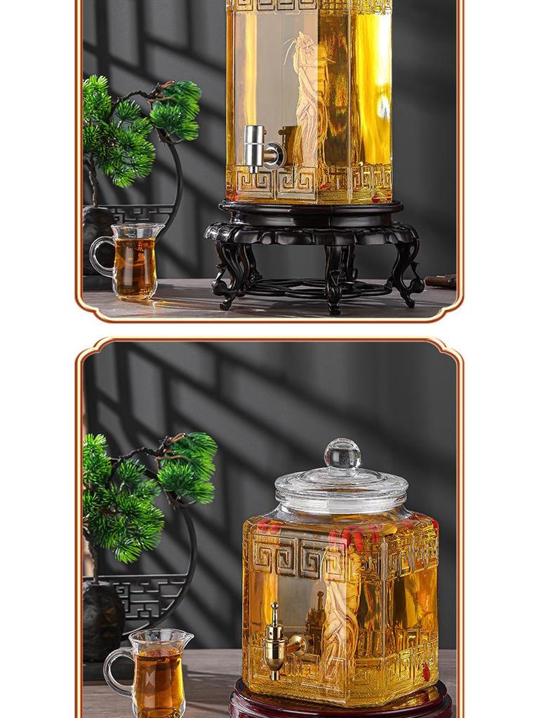 Luxury Sealed Wine & Baijiu Soaking Jar with Faucet for Household Use