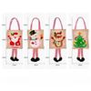 Cartoon Christmas Gift Bag Linen Reusable Xmas Gift Wrapper Santa Claus Snowman Christmas Decoration Long-legged Handbag