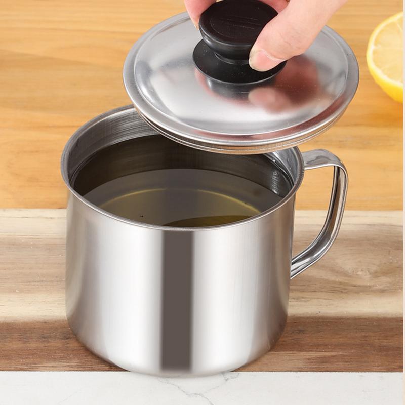 Stainless Steel Grease Strainer Oil Soup Separator Convenient Multi-use Oil Filter Storage Pot for Home Kitchen Gadgets