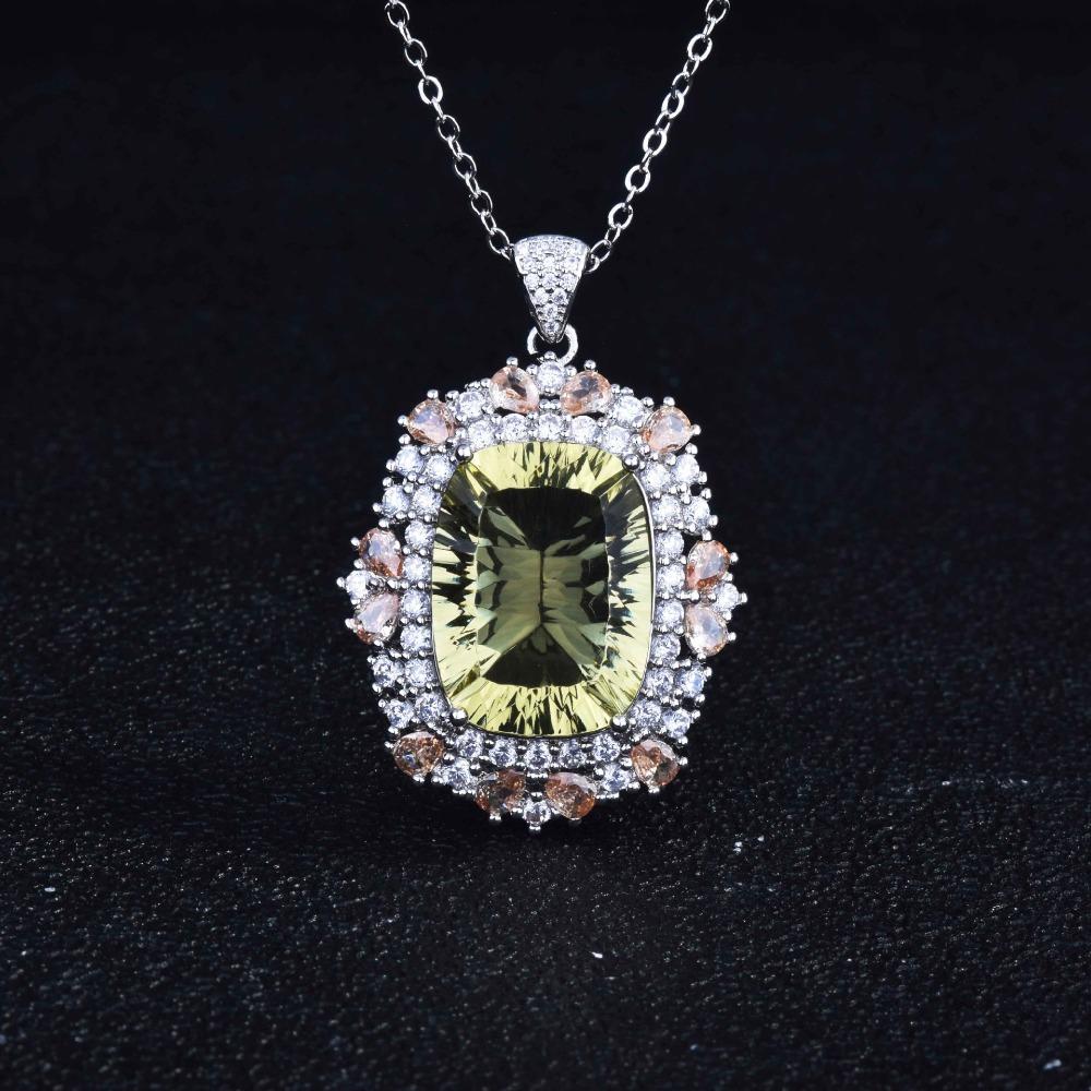 

Millennium Cut Lemon Quartz Amethyst Topaz Pendant Necklace