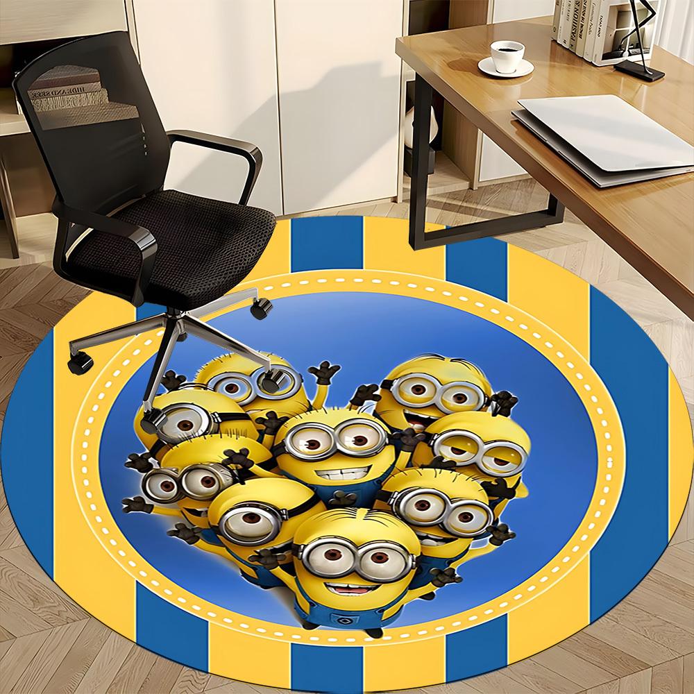 1PC Minions Office Round Rug - Perfect for Office or Study Decor, Non-Slip Backing, Decorative Floor Mat yy250916075