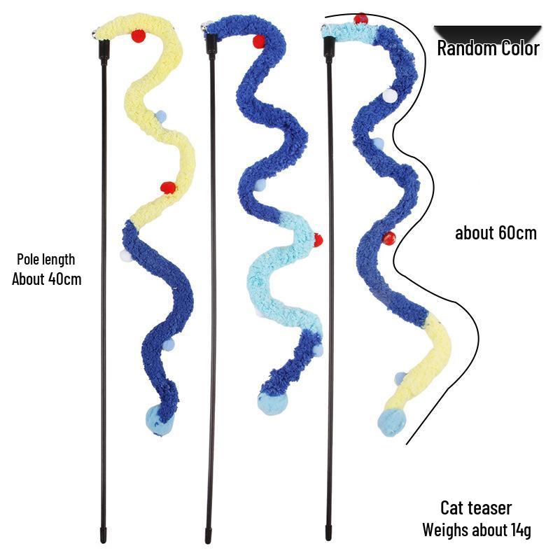 Plush Feather Cat Teaser Stick with Bell - Stress Relief and Fun Self-Entertainment Toy