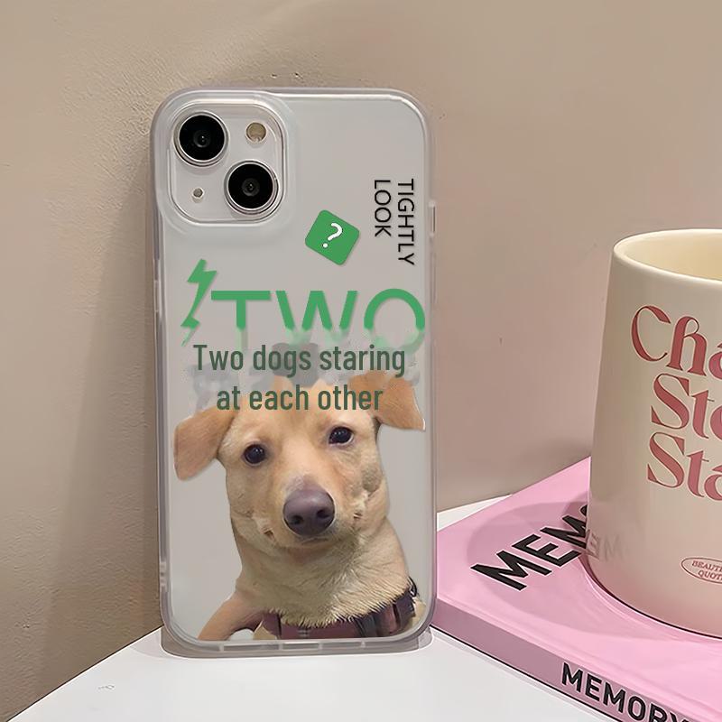 

Чехол с двумя собаками для Apple 15/14/13/12/11/PRO/PROMAX/XSMAX/XR/XS/X — две собаки смотрят друг на друга. 14