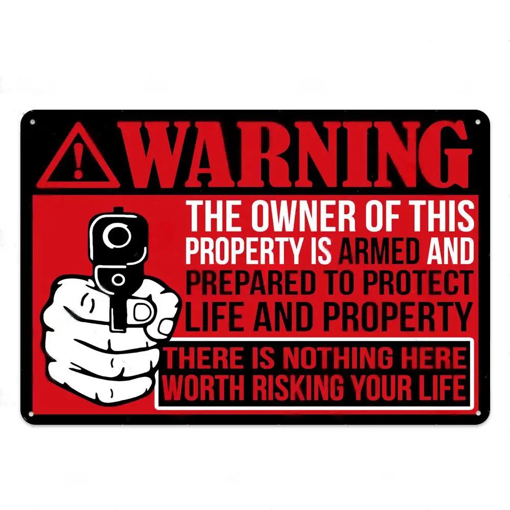 Funny Warning Sign Metal Sign Tin Sign Wall Decor No Trespassing Sign Metal Painting Wall Sticker Vintage Metal Tin Plate