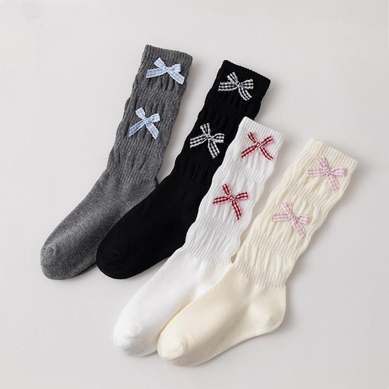 Child Girls' Cotton Long Socks Spring Summer Sweet Bow Princess Calf Socks for Kids Korean Knee High Baby Elegant Sock 1-12Years