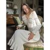 Vintage Women's Dress with Ruffle Edge Knitted Dress Autumn and Winter Wool Dress