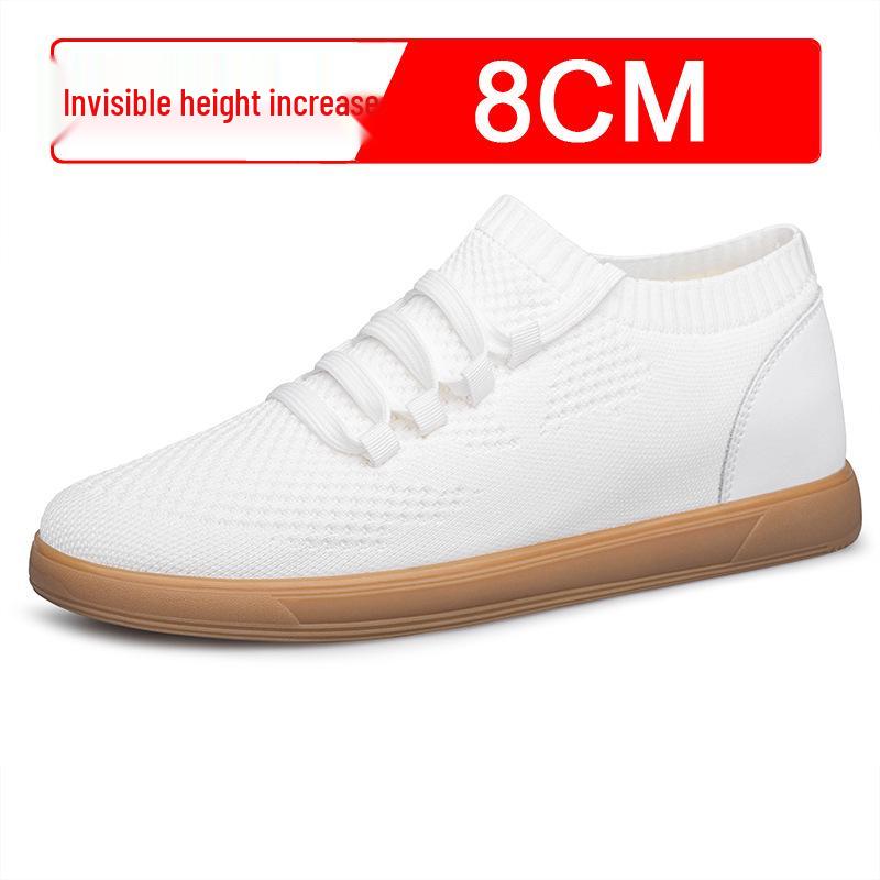 Men s Breathable Flyknit 8cm Height Increasing Summer Shoes - Invisible Lift Sports & Casual Sneakers 46