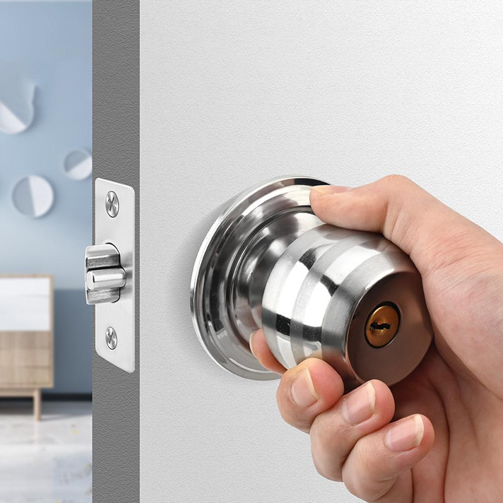 Door Handle Lock Entry Sliding Front Doors Entrance Locks Stainless Steel Round Door Knob Rotation Lock With Key for Bathroom