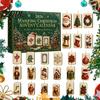 Kreatives Feiertags-Souvenir Chinesische Mahjong-Kachel Adventskalender, 24-Tage-Weihnachts-Countdown-Set mit 2D-Kinder-Partygeschenken Acryl-Ornamenten,