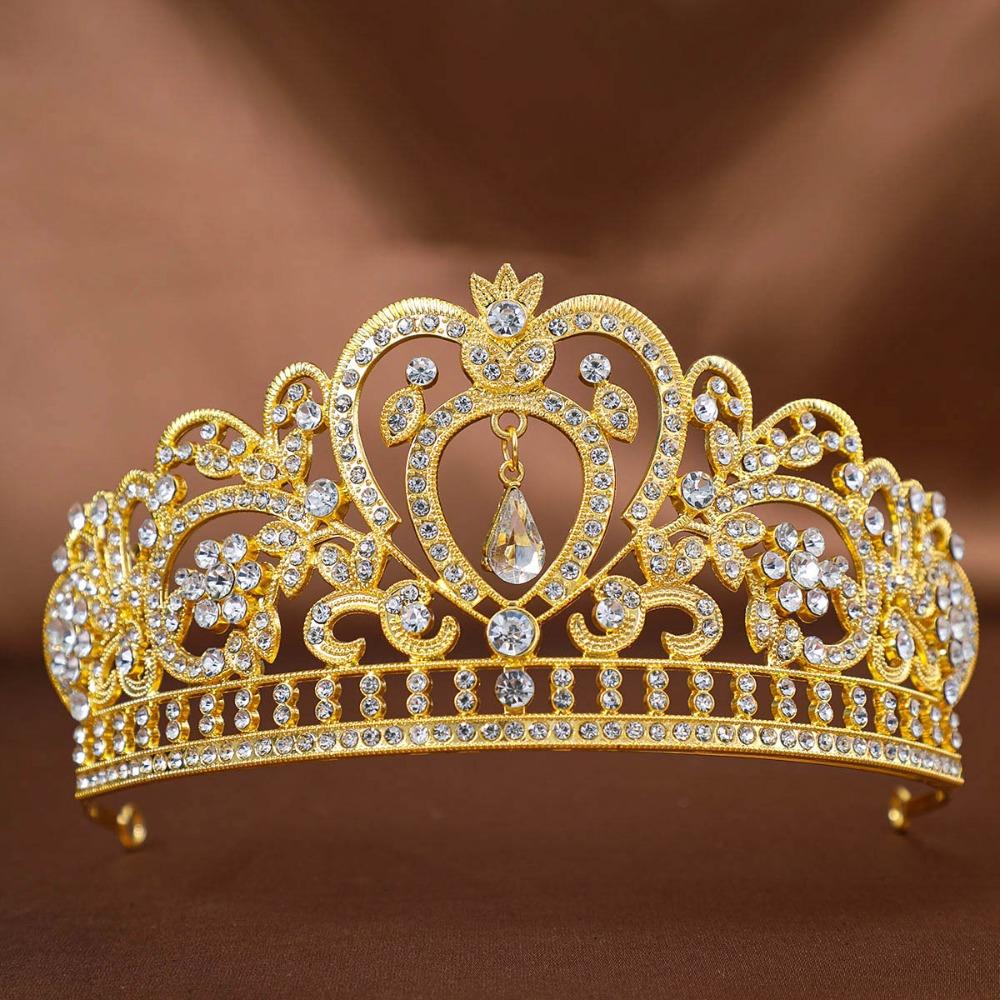 Headdress Crystal Rhinestone Tiaras Fashion Wedding Bride Crowns Formal Events золотой