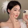 Light Luxury Women's Large Ostrich Feather Claw Hair Clip Shark Hairpin 2025