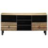 VidaXL TV Cabinet Black 100x33.5x46 Cm Solid Mango Wood Raw, TV Bench, Hi-fi Cabinet, Entertainment Center, TV Buffet, 4018646