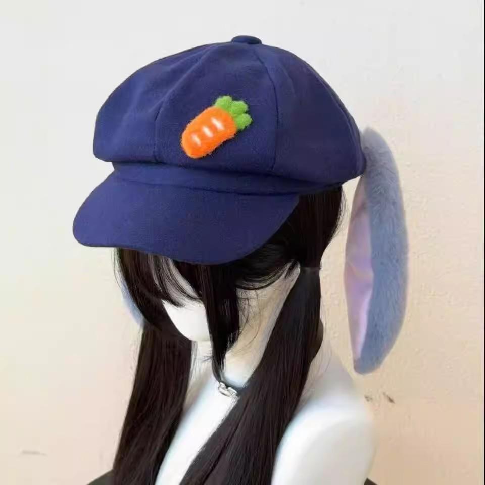Judy Rabbit Cosplay: Lop-Eared Plush Beret with Octagonal Hat and Versatile, Sweet Personality