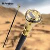 Golden Russia Style Hoise A Flag Relief Walking Cane Fashion Walking Stick Gentleman Luxury Crosier Knob Walking Stick 93cm