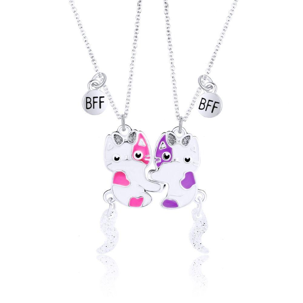 Electroplate Best Friend Magnetic Necklace Zinc Zinc Alloy Magnet Necklace Cartoon Pendant Necklace  Couple
