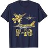 F16 Jet Fighter Blueprint Design T-shirt Short Sleeved Casual 100% Pure Cotton Printed Men's T-shirt