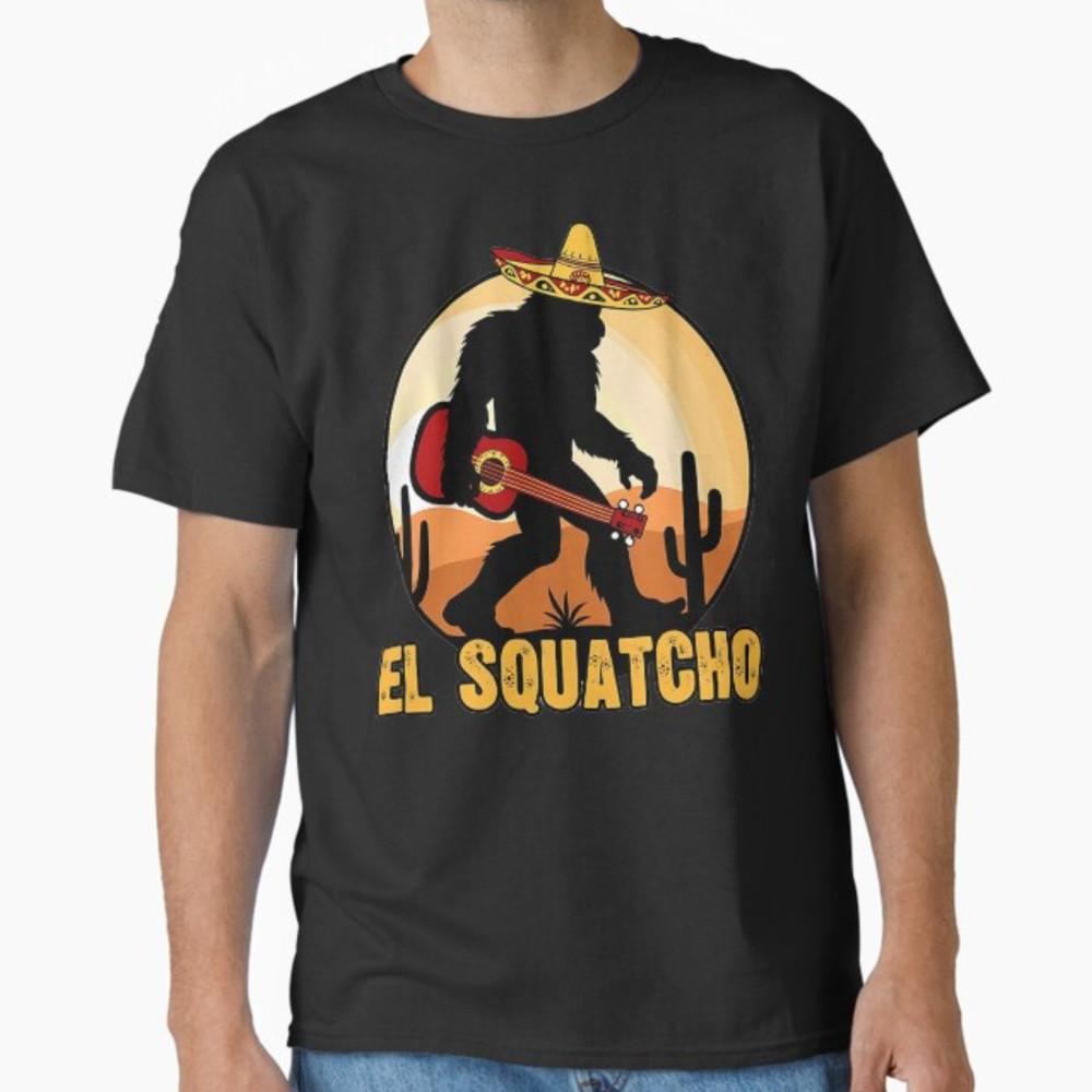 El Squatcho Bigfoot Sasquatch Design Funny Short Sleeve Tshirt Unisex T-Shirt L