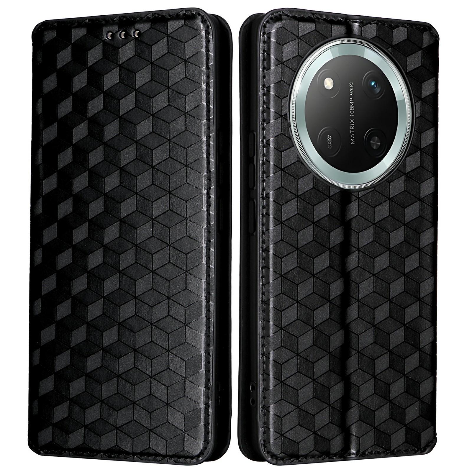 

Чехол-кошелек для Honor X9c 5G/Magic7 Lite 5G/X60 Pro 5G Кожаный чехол для телефона с ромбовидным тиснением Black