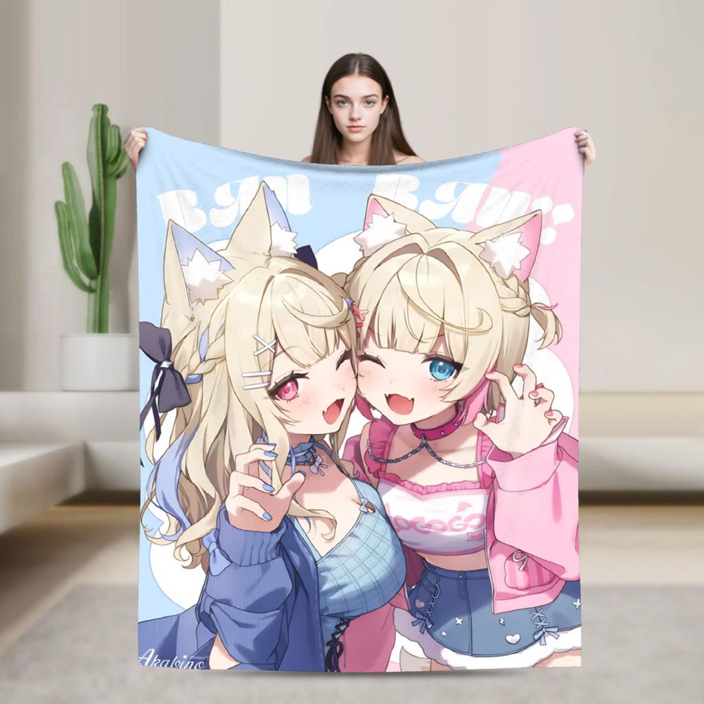 Super Warm Blanket Camping Sameko Saba VTuber Throw Blanket  Flannel Bedspread For Couch Bed Funny Sofa Bed Cover