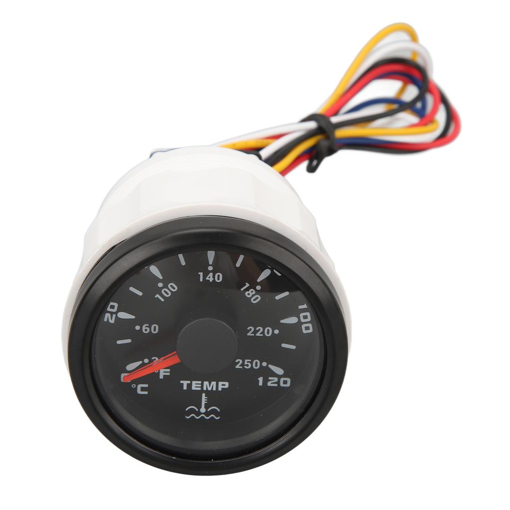 Water Temperature Gauge DC9‑32V Black Dial Bezel Celsius Fahrenheit 52MM Water Temp Gauge With Backlight for Boats