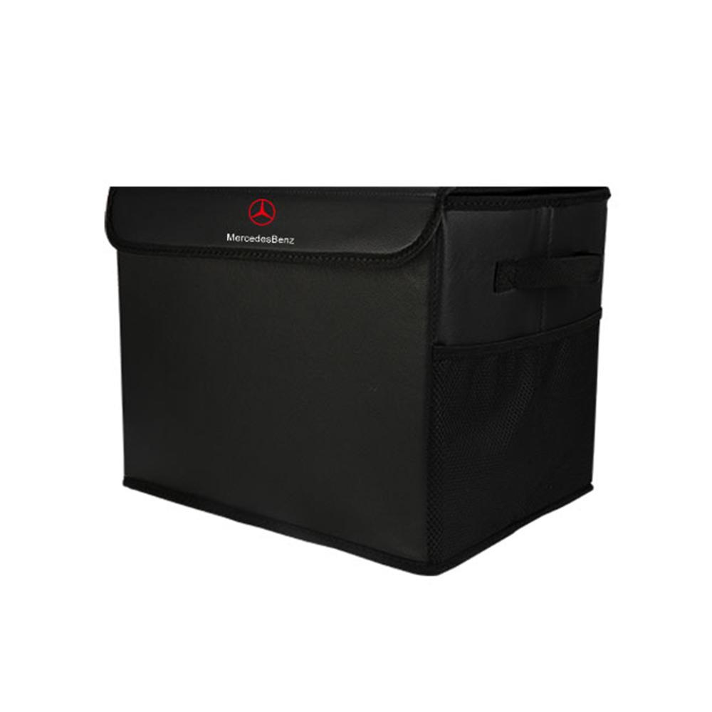 Large Capacity Car Trunk Storage Box Leather Organizer Auto Interior Stowing Tidying Accessorie For Mercedes Benz AMG Badge Logo