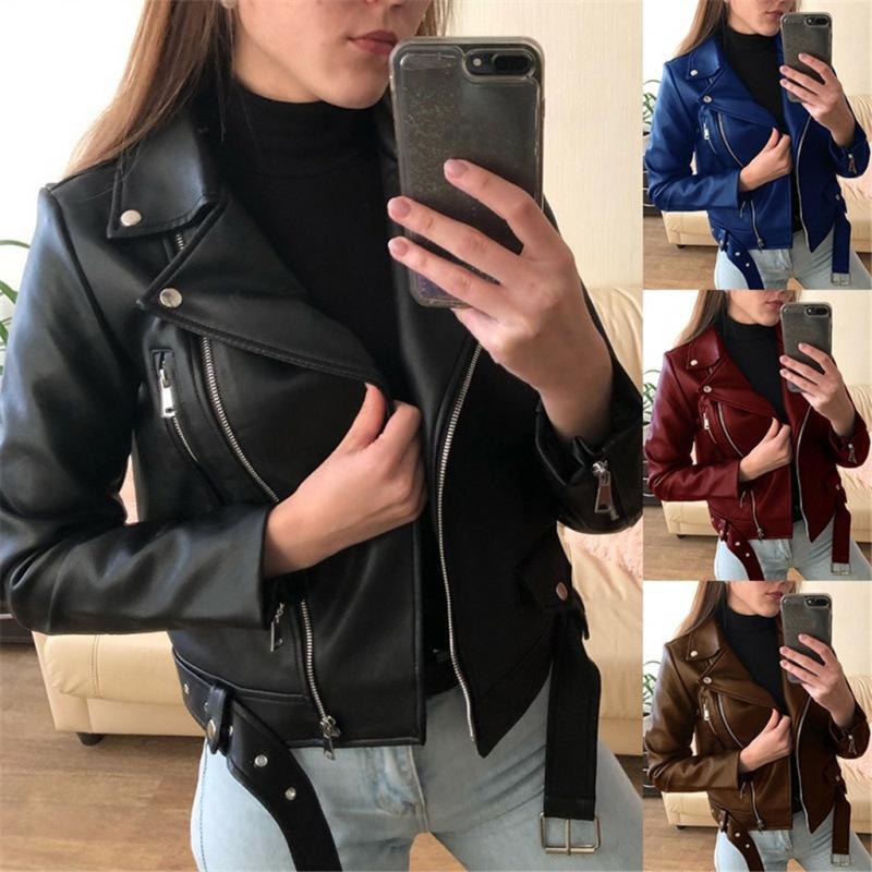 Leather jacket women's new top autumn short spring large size PU locomotive clothing thin slim winter leather jacket women