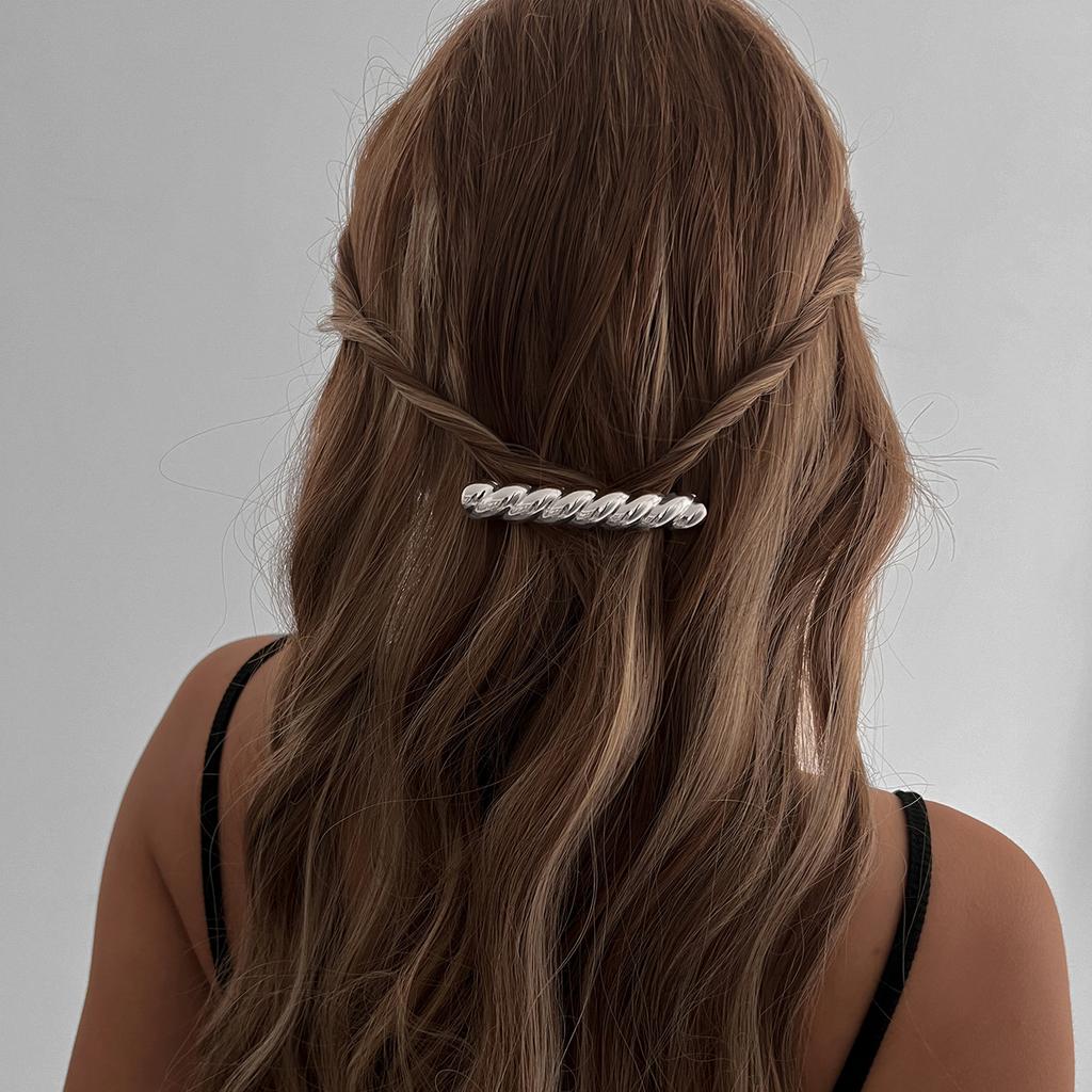 Simple alloy hair accessories hairpin spring clip women 2025 new Internet celebrity high-end word ponytail clip