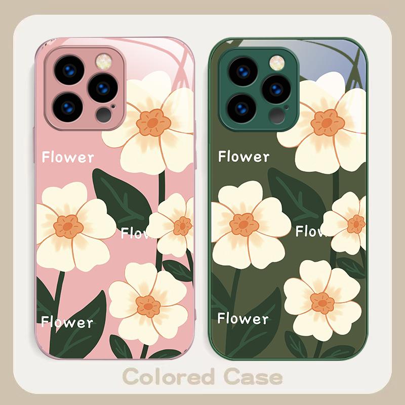 Spring Broken Flowers For IPhone 16 Pro Max 15 P Lus 14 Pro 13 12 Mini 11 P Ro Max X XS 7 8 Plus 2022 Tempered Glass Phone Case