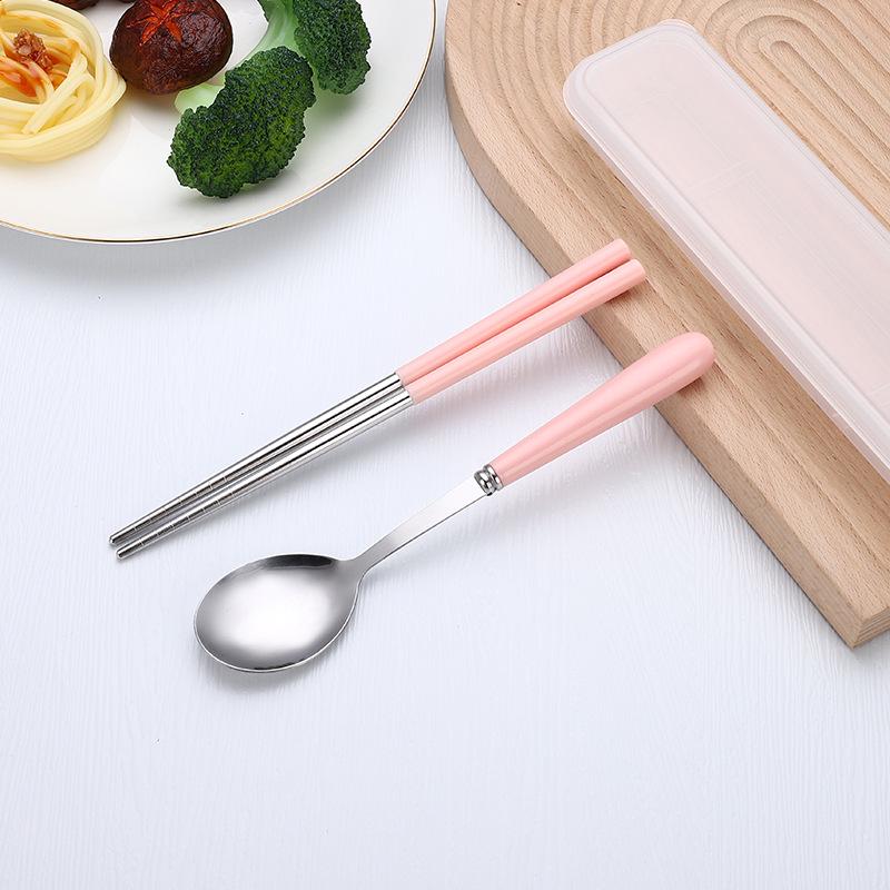 Portable Stainless Steel Cutlery Set - Fork, Chopsticks, Spoon - Ideal Student Gift with High-Quality Design
