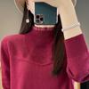 Damen Kaschmirpullover Qinghe Kaschmir 50% Wolle 50% Maulbeerseide Damen Herbst und Winter Kaschmir Pullover Weich und Warm