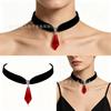 Black Velvet Choker, Red Crystal Pendant Vintage Dark Gothic Clavicle Neck Chain