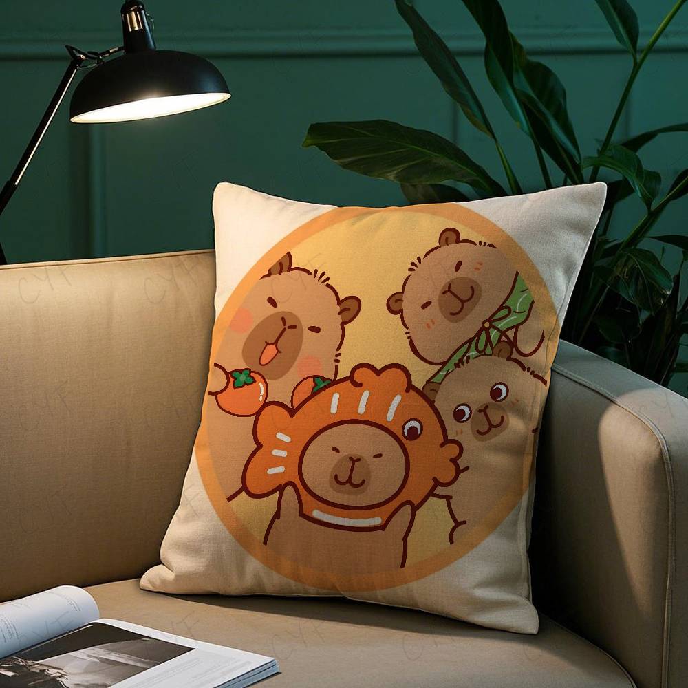 Niedlicher Cartoon Capybara Kissenbezug Sicheres Kissen mit individuellem Foto, Farbechter Kissenbezug aus gebürstetem Fleece, Sicher für Mütter und Babys.