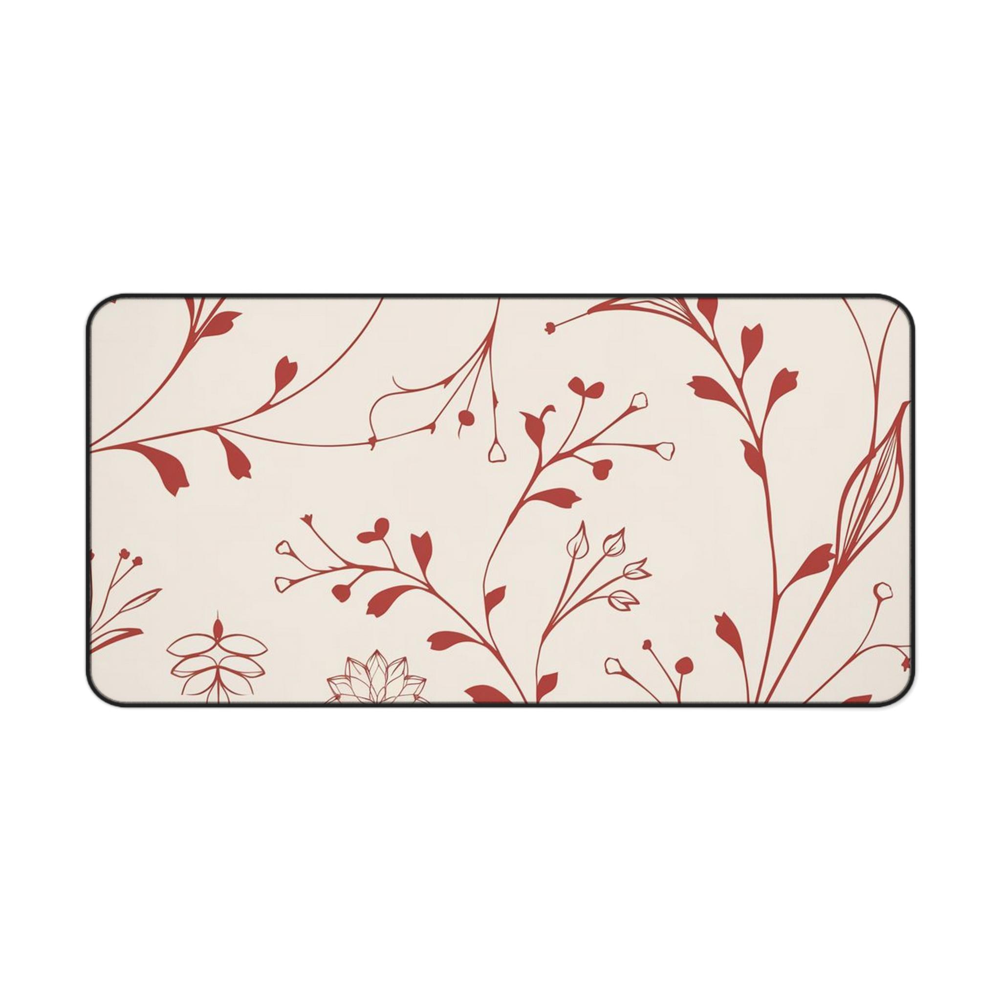 Red Floral Pattern Mouse Pad Nonslip and Waterproof Mouse Pad Office Game Table Decoration Mat The Perfect Gift for Friends 400X800X2mm