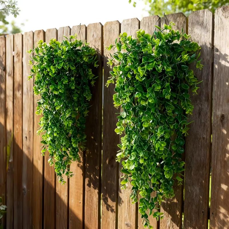 4PC Artificial Hanging Plants Faux Eucalyptus Leaf Greenery Vine Outdoor UV Resistant Plastic Plants for DIY Home Wedding Decor