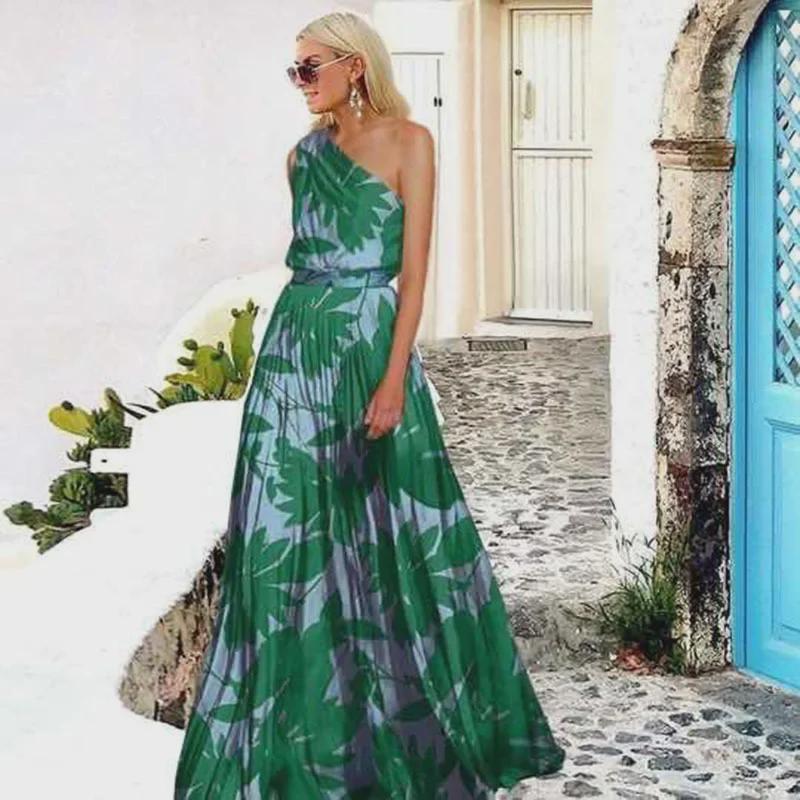 

2025 Spring/Summer Women s Floral One-Shoulder Dress M