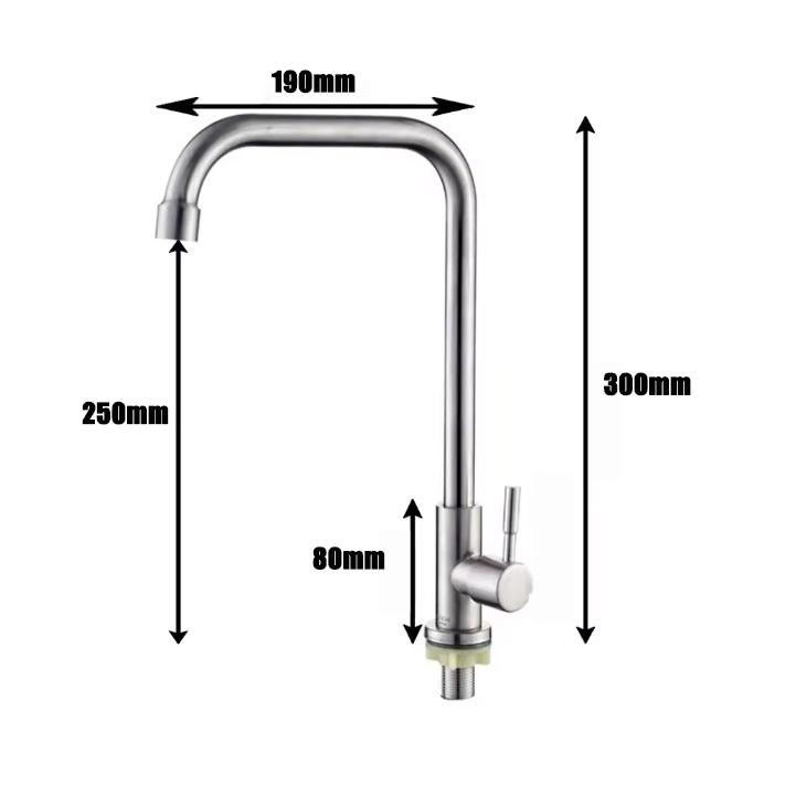Stainless Steel Kitchen Faucet Single Lever Hole Tap Cold Sink Faucet Single Handle Deck Mounted Water Tap