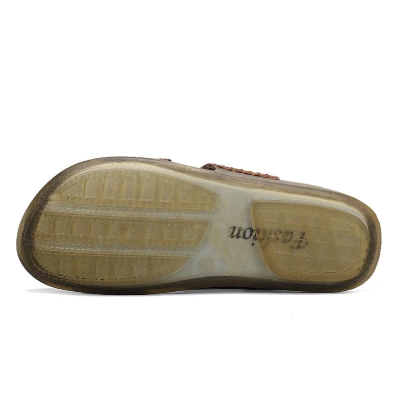 Hot Sale Summer Men's Casual Leather Slippers Male Breathable Flats Hollow Out Shoes Outdoor Daily Men Comfortable Slippers