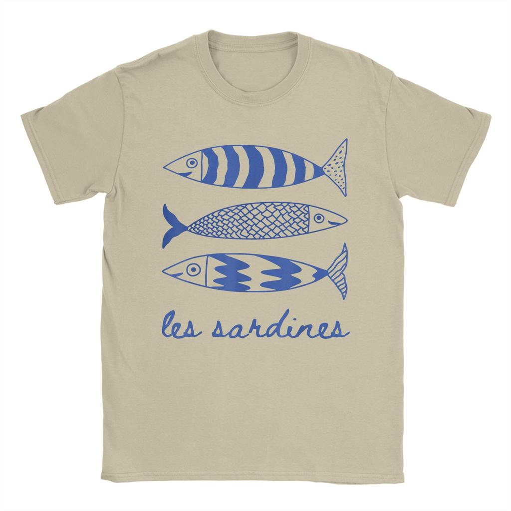 Les Sardines Tinned Fish Graphic Funny T Shirt Men's  Cotton Funny T-Shirts O Neck Fisherman Tees Short Sleeve Tops Classic