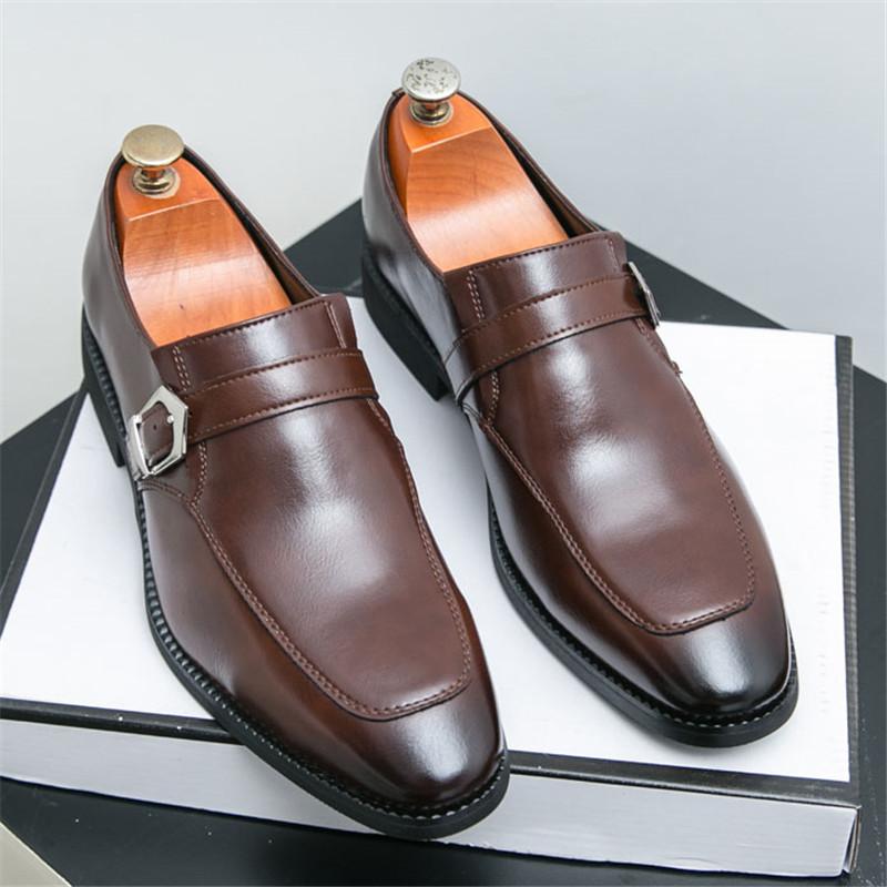 Fashion Trend Gentleman Business New Pointed Slip On Shoes Men Designer Monk Strap Loafers Formal Wedding Prom Dress Homecoming Footwear