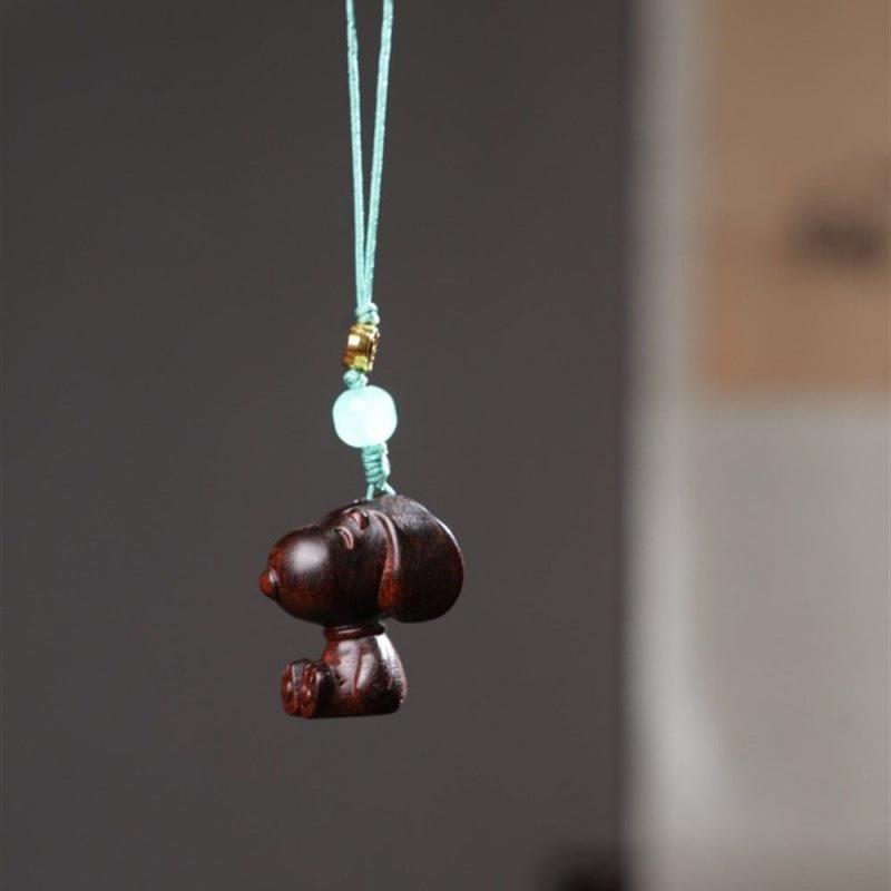 Snoopy Green Sandalwood Phone Lanyard & Decorative Dog Key Pendant