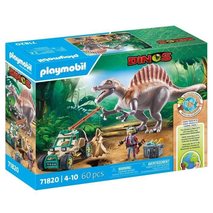 Playmobil 71820 Spinosaure, Researcher and Vehicle with Rotating Crane, Dinos, 60 Pieces, From 4 Years