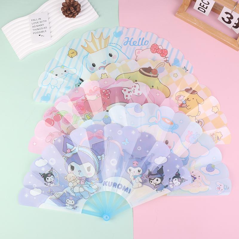 Cute Cartoon Anime Sanrio Kuromi My Melody Cinnamoroll Seven Fold Fan Portable Summer Folding Fan Gifts For Children Students