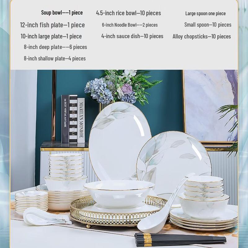 Ru Han 56-Piece Light Luxury Bone China Dinnerware Set - Spring s Charm