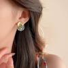 Oil Painting Earrings, Versatile Accessories, Pearl Oil Painting Ear Studs, Vintage- Flower-shaped Earrings