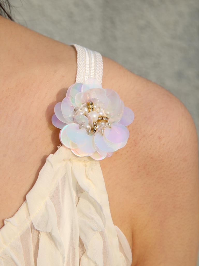 SORRY, TOO MUCH LOVE Ariana Natural Pleats Chiffon Dress_Ivory