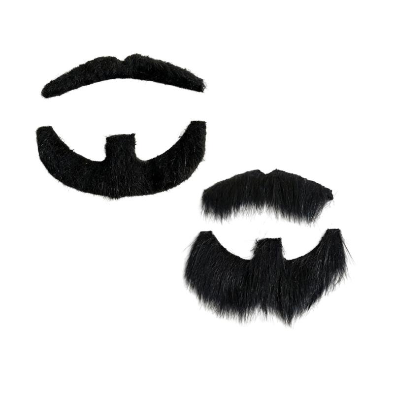 Costume Mustache and Goatee Set with Adhesive Wear for Cosplay Looks, Theater Outfits, Party Styling and Booth Photos