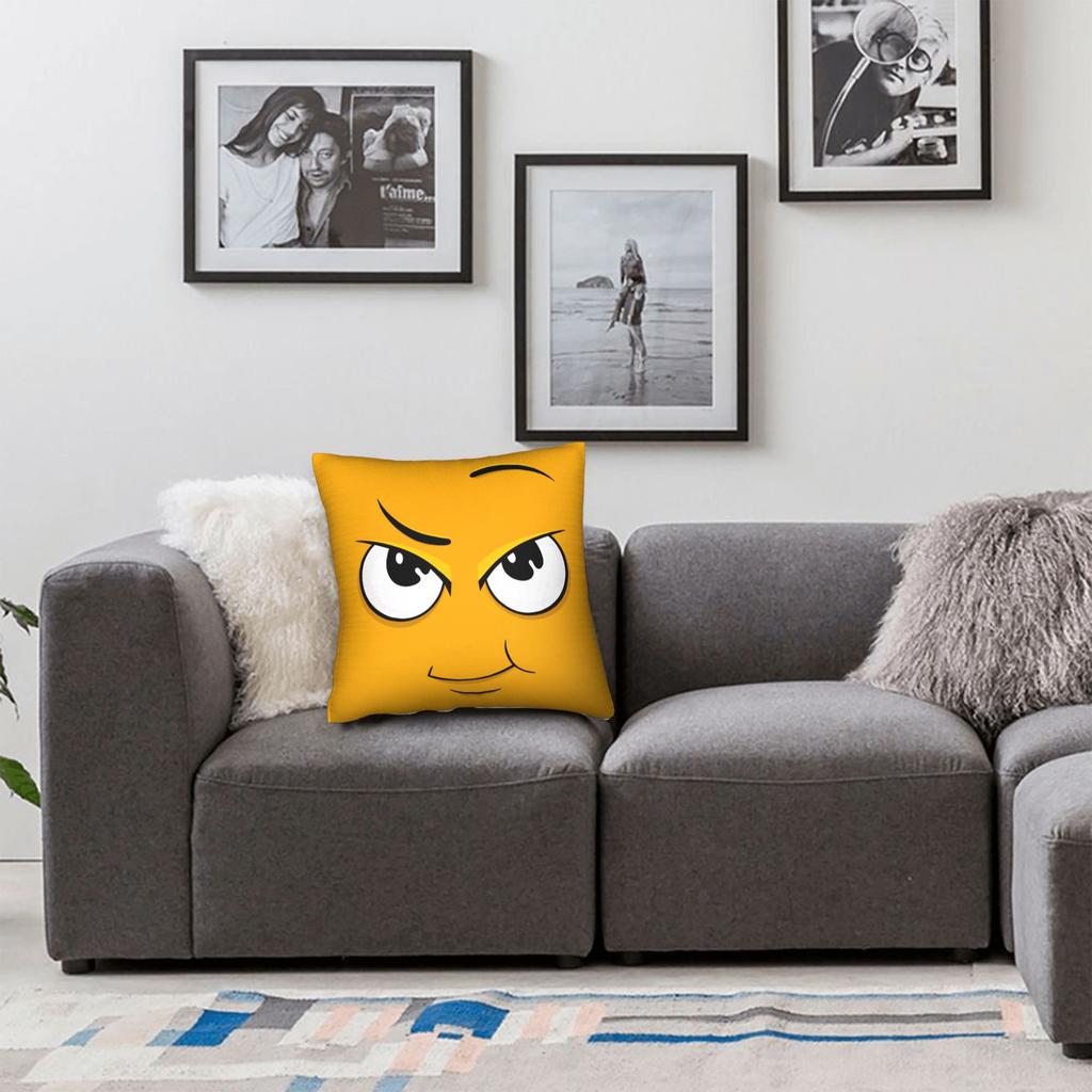 Cartoon Face Meme With Eyes And Eyebrows Pillow Case Retro Trendy Pillow Cover Design Pillowcases For Living Room Chair
