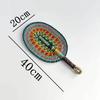 Vintage Seagrass Woven Fan Colorful Striped Patterns Summer Cooling Fan  Home Decoration