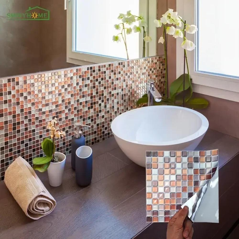 1pcs 3D Design Mosaic Tile Sticker DIY Waterproof Tile Sheet  Bathroom Background
