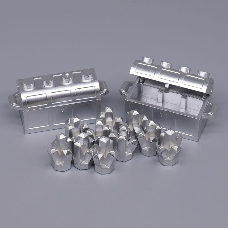 MOC City Treasure Series Set Accessories Building Blocks Gold Ore Silver Crystal Diamond Box Gold Key Dollar Cash Brick Kid Toys